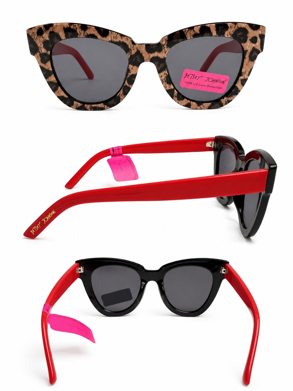 Betsey Johnson Red Leopard Cat-Eye Sunglasses